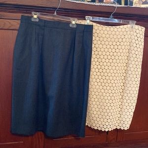 Charter Club Cream 17.5”W & Jones New York Gray 16”W Skirts - Size 14W Lined